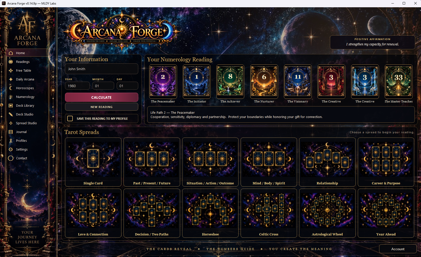 Arcana Forge application interface